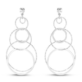 Boucles d oreilles pendantes argent rhodié composées d un cercle lisse 4 cercles ciselés Largeur : 30mm Longueur totale : ...