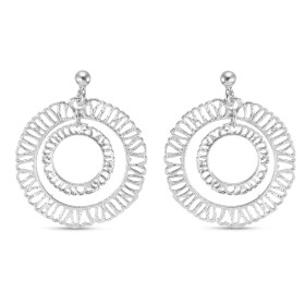Boucles d oreilles pendantes argent rhodié composées 2 cercles texturés dont le plus grand mesure 26mm diamètre Largeur : ...