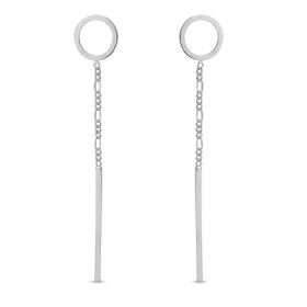 Boucles d oreilles pendantes argent rhodié composées d une chaînette 1,5mm large une barre 25mm long Largeur : 1,5mm Longu...