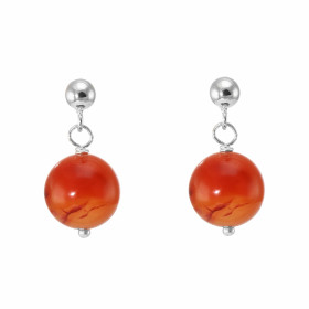 Boucles d oreilles Pendantes Argent 925 Cornaline Boules 10mm Boucles d oreilles composées boules Cornaline montées Argent...