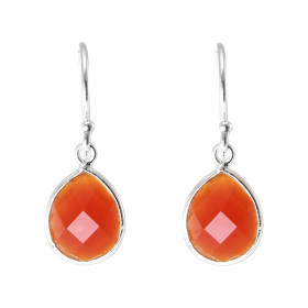 Boucles d oreilles Pendantes Argent 925 Cornaline Poire facettée 9x7mm Pierres forme poire facettées mesurant 9x7mm Dimens...