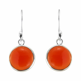 Boucles d oreilles Pendantes Argent 925 Cornaline Ronde 12mm Pierres rondes taille cabochon 12mm diamètre Dimensions d une...