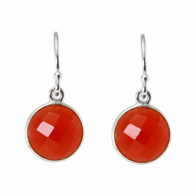 Boucles d oreilles Pendantes Argent 925 Cornaline Ronde facettée 9mm Pierres rondes facettées 9mm diamètre Dimensions d un...