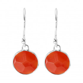 Boucles d oreilles Argent 925 Cornaline Rondes 12mm Pierres rondes taillées à facettes 12mm diamètre Dimensions d une bouc...