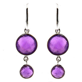 Boucles d oreilles Argent 925 Améthyste Ces boucles d oreilles pendantes sont serties pierres taillées forme dome Les pier...