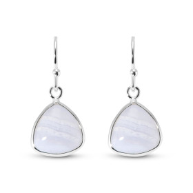 Boucles d oreilles Pendantes Argent 925 Calcédoine Triangulaire 10mm Ces boucles d oreilles pendantes sont serties pierres...