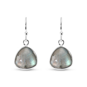Boucles d oreilles Pendantes Argent 925 Labradorite Triangulaire 10mm Ces boucles d oreilles pendantes sont serties pierre...