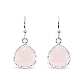 Boucles d oreilles Pendantes Argent 925 Quartz Rose Triangulaire 10mm Ces boucles d oreilles pendantes sont serties pierre...