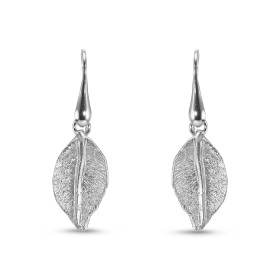 Boucles d oreilles pendantes argent rhodié composées d une feuille 12x21mm Largeur : 12mm Longueur totale : 38mm Système d...