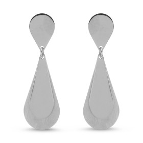 Boucles d oreilles pendantes argent rhodié composées 2 gouttes lisses une goutte satiné Largeur : 15mm Longueur totale : 4...