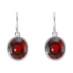Boucles d oreilles Pendantes Argent 925 Grenat Ovale 12x10mm Pierres ovales 12x10mm taillées cabochon Pierres fixées par u...