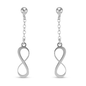 Boucles d oreilles pendantes argent rhodié composées d une chainette d un signe infini Largeur : 6mm Longueur totale : 30m...
