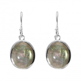 Boucles d'oreilles Pendantes Argent 925 Labradorite Ovale 12x10mm