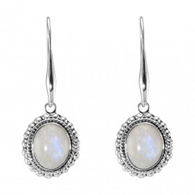 Boucles d'oreilles Pendantes Argent 925 Labradorite Ovale 12x10mm