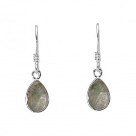 Boucles d'oreilles Pendantes Argent 925 Labradorite Poire 10x7mm. Pierres de 10x7mm taillées en cabochon. Système de ferme...