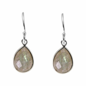 Boucles d'oreilles Pendantes Argent 925  Labradorite Poire facettée 9x7mm