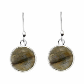 Boucles d oreilles Pendantes Argent 925 Labradorite Ronde 12mm Pierres rondes taille cabochon 12mm diamètre Dimensions d u...