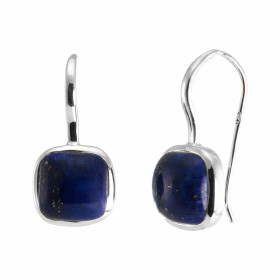 Boucles d'oreilles Pendantes Argent 925 Lapis lazuli Coussin 10x10mm. Pierres taille cabochon et forme coussin de 10x10mm....