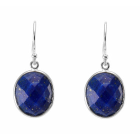 Boucles d'oreilles Pendantes Argent 925  Lapis lazuli Facetté Ovale 12x10mm