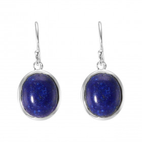 Boucles d'oreilles Pendantes Argent 925 Lapis Lazuli Ovale 12x10mm