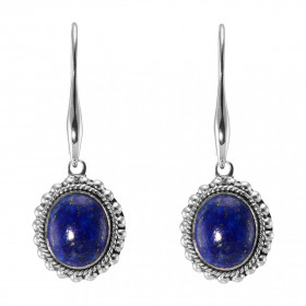 Boucles d oreilles Pendantes Argent 925 Lapis Lazuli Ovale 12x10mm Pierres ovales 12x10mm taillées cabochon Pierres fixées...