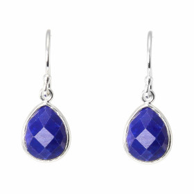 Boucles d'oreilles Pendantes Argent 925  Lapis lazuli Poire facetté 9x7mm