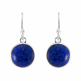 Boucles d oreilles Pendantes Argent 925 Lapis lazuli Rond 12mm Pierres rondes taille cabochon 12mm diamètre Dimensions d u...