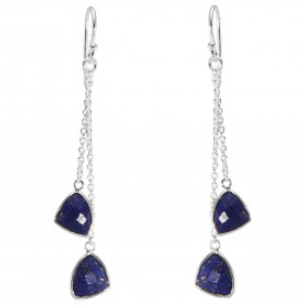Boucles d'oreilles Pendantes Argent 925 Lapis Lazuli Triangulaires