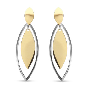 Boucles d oreilles pendantes argent rhodié argent doré composées 2 navettes dorées une navette argentée Largeur : 16mm Lon...