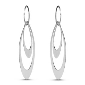Boucles d oreilles pendantes argent rhodié composées 3 navettes Largeur : 16mm Longueur totale : 67mm Système d attache : ...