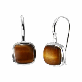 Boucles d oreilles Pendantes Argent 925 Oeil Tigre Coussin 10x10mm Pierres taille cabochon forme coussin 10x10mm Dimension...