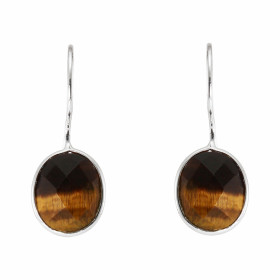 Boucles d oreilles Pendantes Argent 925 Oeil Tigre Ovale 12x10mm Pierres ovales facettées mesurant 12x10mm Dimensions d un...