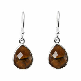 Boucles d oreilles Pendantes Argent 925 Oeil Tigre Poires facettées 9x7mm Pierres forme poire facettées mesurant 9x7mm Dim...