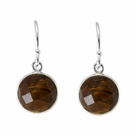 Boucles d oreilles Pendantes Argent 925 Oeil Tigre Rond facetté 9mm Pierres rondes facettées 9mm diamètre Dimensions d une...