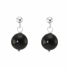 Boucles d oreilles Pendantes Argent 925 Onyx Boules 10mm Boucles d oreilles composées boules Onyx montées Argent Boules li...