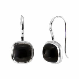 Boucles d'oreilles Pendantes Argent 925  Onyx Coussin 10x10mm