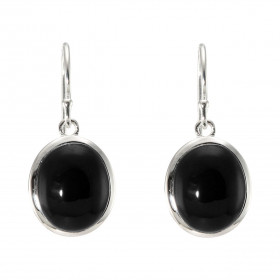 Boucles d'oreilles Pendantes Argent 925 Onyx Ovale 12x10mm