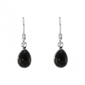 Boucles d'oreilles Pendantes Argent 925 Onyx Poire 10x7mm