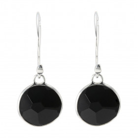 Boucles d'oreilles Pendantes Argent 925 Onyx Ronds 12mm