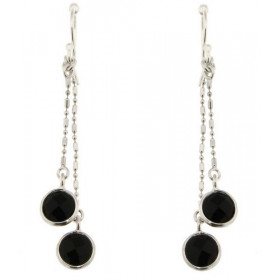 Boucles d oreilles Pendantes Argent 925 Onyx Pierres rondes facettées 6mm diamètre Longueur: 50 mm