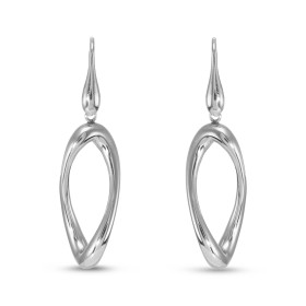 Boucles d oreilles pendantes argent rhodié composé d un ovale ondulé 15x35mm Largeur : 15mm Longueur totale : 55mm Système...