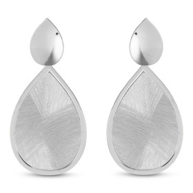 Boucles d oreilles pendantes argent rhodié composées d une poire argent brossé 21x30mm Largeur : 21mm Longueur totale : 43...
