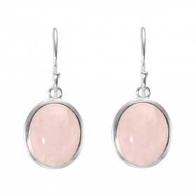 Boucles d'oreilles Pendantes Argent 925 Quartz Rose Ovale 12x10mm. Pierres ovales de 12x10mm taillées en cabochon. Pierres...