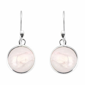 Boucles d oreilles Pendantes Argent 925 Quartz rose Rond 12mm Pierres rondes taille cabochon 12mm diamètre Dimensions d un...