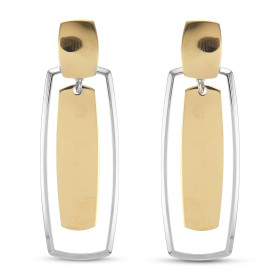 Boucles d oreilles argent rhodié composées 2 rectangles argent doré un rectangle argent 16x40mm Largeur : 16mm Longueur to...