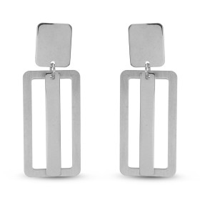 Boucles d oreilles pendantes argent rhodié composées d un rectangle 16x30mm une barre 4x30 Largeur : 16mm Longueur totale ...