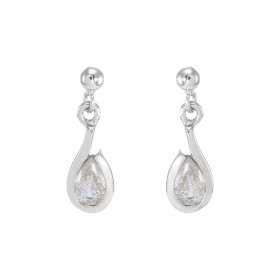 Boucles d oreilles Pendantes Argent 925 Rhodié Oxyde zirconium Poire 6x4mm Chaque boucle est sertie d une pierre forme poi...