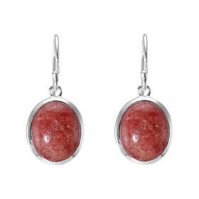 Boucles d'oreilles Pendantes Argent 925 Rhodonite Ovale 12x10mm. Pierres ovales de 12x10mm taillées en cabochon. Pierres f...