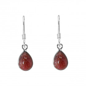 Boucles d'oreilles Pendantes Argent 925 Rhodonite Poire 10x7mm