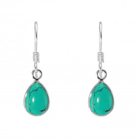 Boucles d'oreilles Pendantes Argent 925 Turquoise Reconstituée Poire 10x7mm